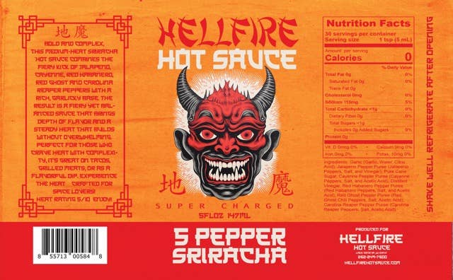 Hellfire 5-Pepper Blend Sriracha Sauce