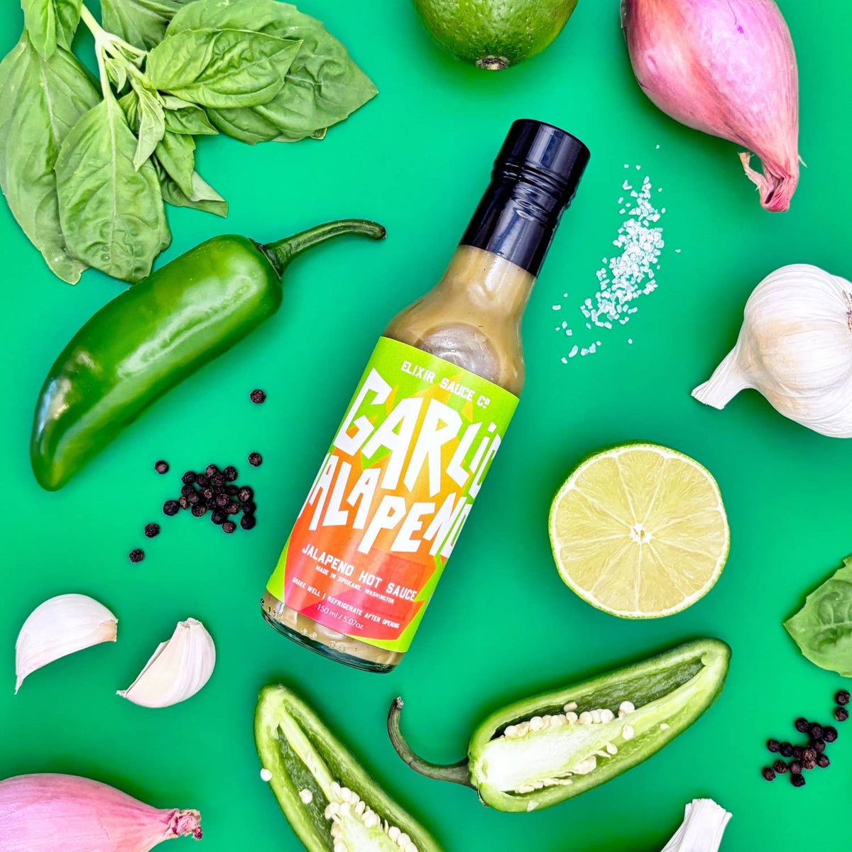 Elixir Sauce Co Garlic Jalapeño Hot Sauce