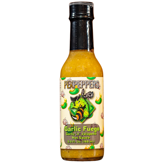 PexPeppers Garlic Fuego Hot Sauce