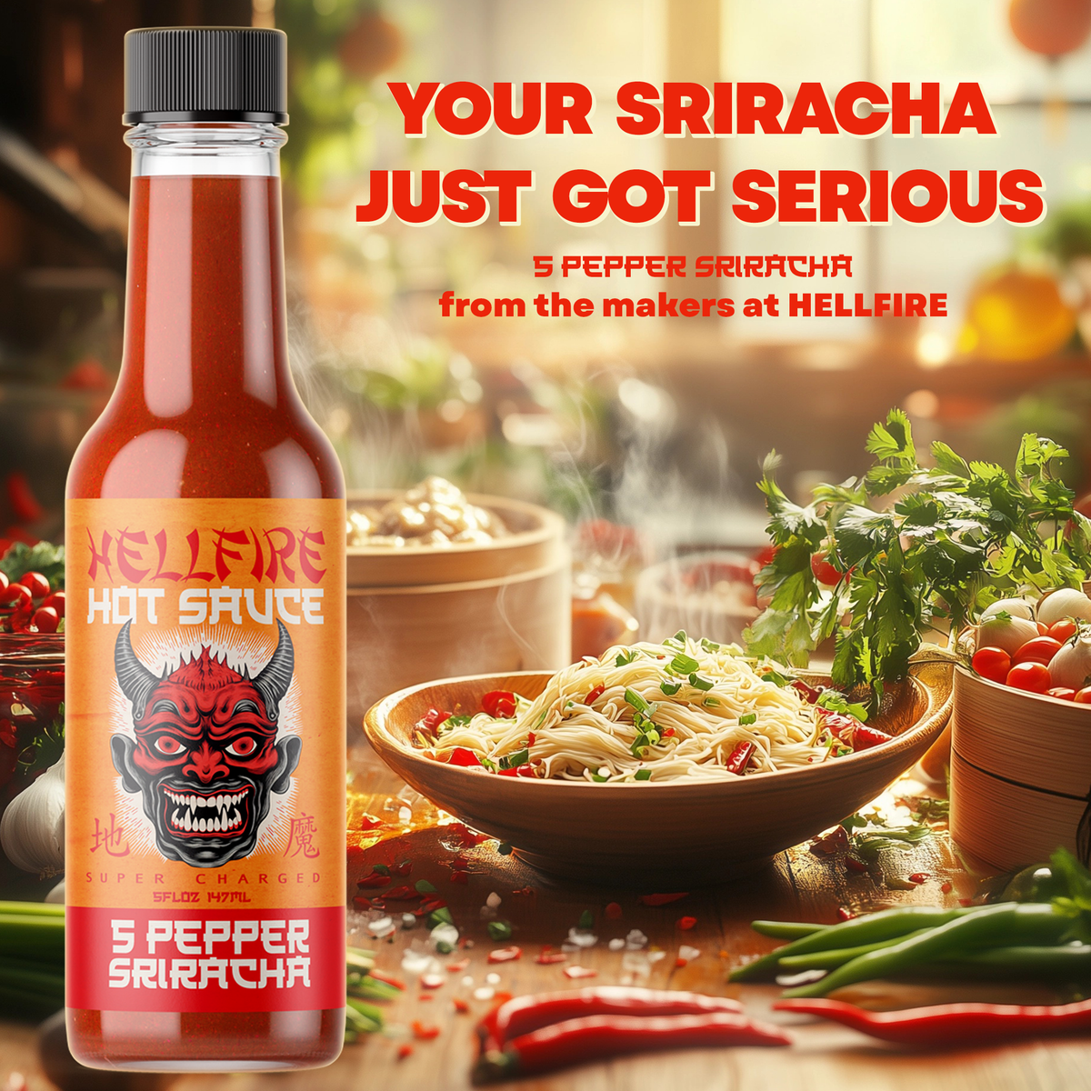 Hellfire 5-Pepper Blend Sriracha Sauce