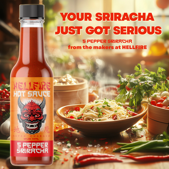 NEW! Hellfire 5-Pepper Blend Sriracha Sauce 5oz bottle