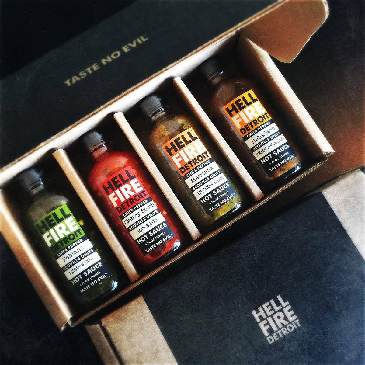 Hell Fire Detroit Hot Box #1 Hot Sauce Gift Pack