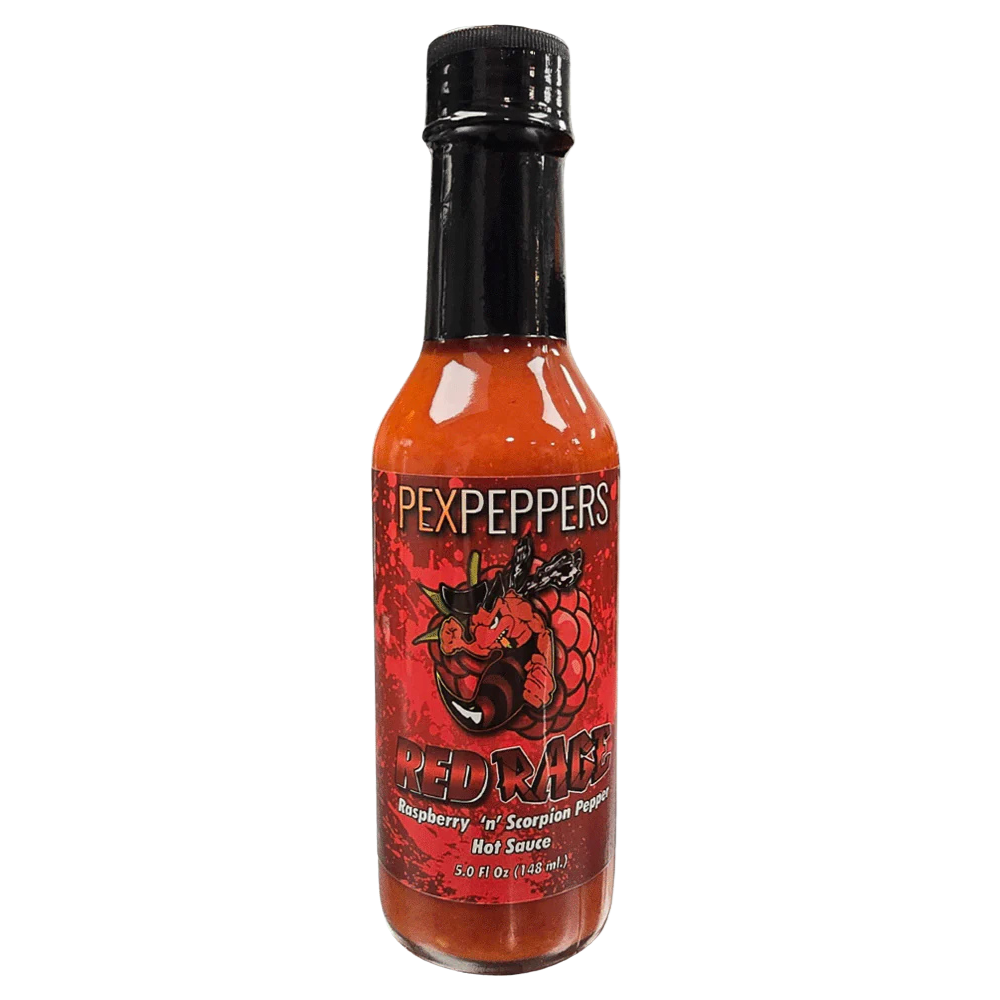 PexPeppers Red Rage Raspberry & Trinidad Scorpion Hot Sauce