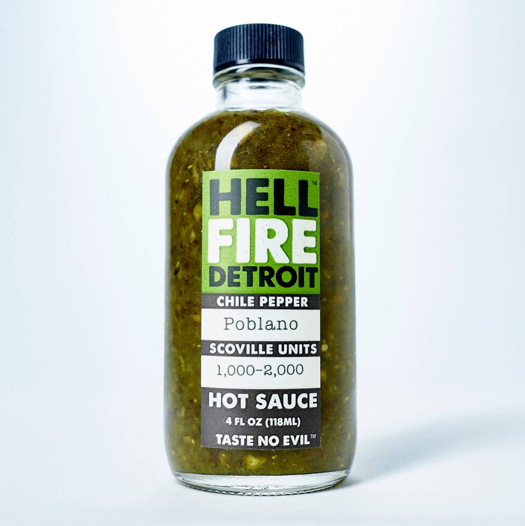 Hell Fire Detroit Poblano Hot Sauce